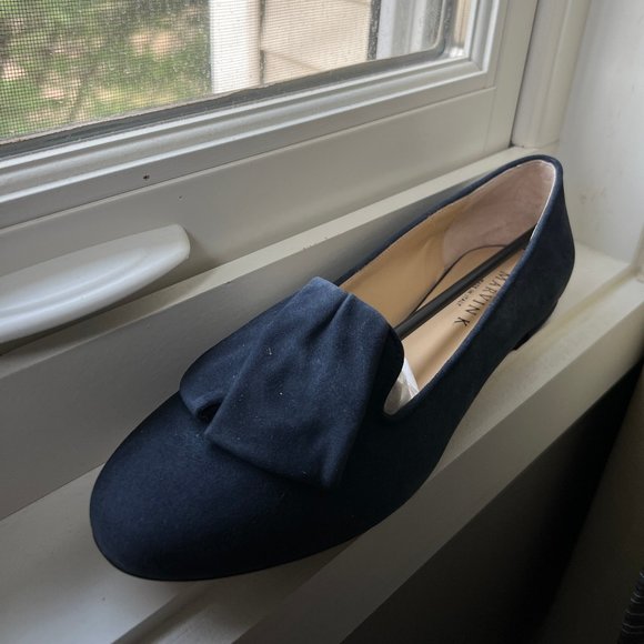 Aquatalia by Marvin K 'Angelica' Leather Suede Blue Bow Flat Shoes $350 - Picture 3 of 11